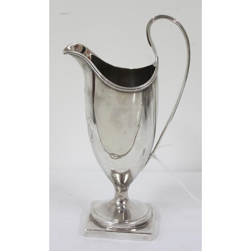 1066 - A Georgian silver helmet shaped cream jug, London 1789 or 1809, makers mark rubbed, approx 126.76g g... 