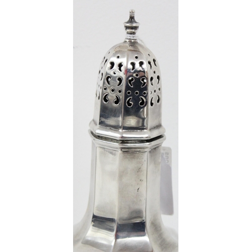 1067 - A silver sugar castor, Sheffield 1932 by Walker & Hall, approx 157.36g gross