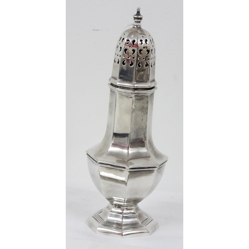 1067 - A silver sugar castor, Sheffield 1932 by Walker & Hall, approx 157.36g gross