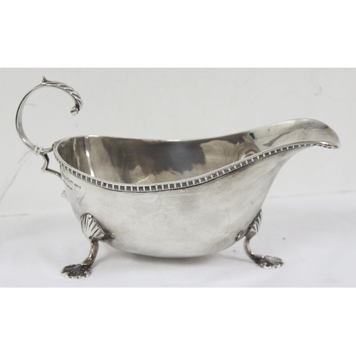 1069 - Heavy silver sauce or gravy boat, Birmingham 1947 by Charles S Green & Co Ltd, approx 143.29g gross,... 