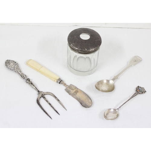 1080 - Qty of silver and silver mounted items to inc Scottish silver teaspoon