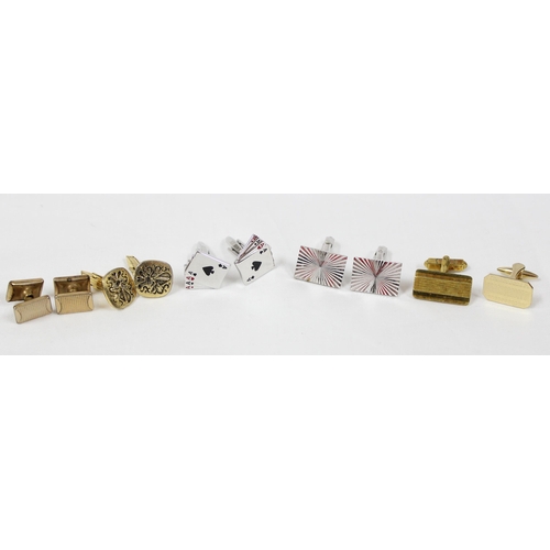 1160 - 4 pairs and 2 other cufflinks. rolled gold, gold plated and other examples