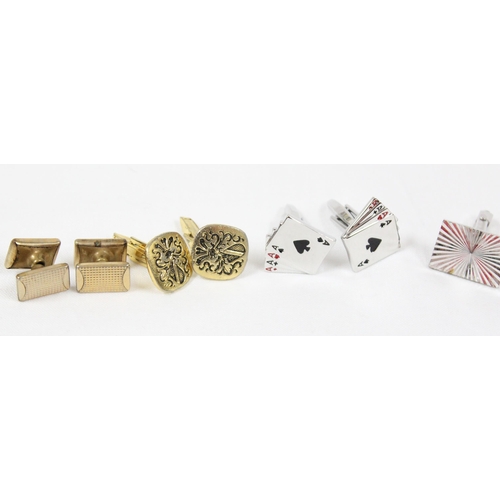 1160 - 4 pairs and 2 other cufflinks. rolled gold, gold plated and other examples