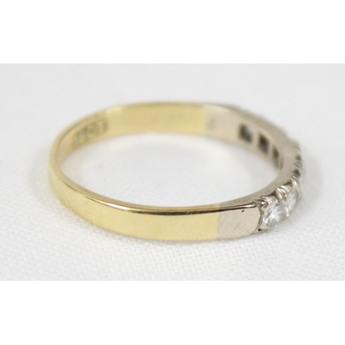 1163 - A vintage 18ct gold ring set with 7 diamonds in a half eternity setting, marked 18ct but XRF confirm... 