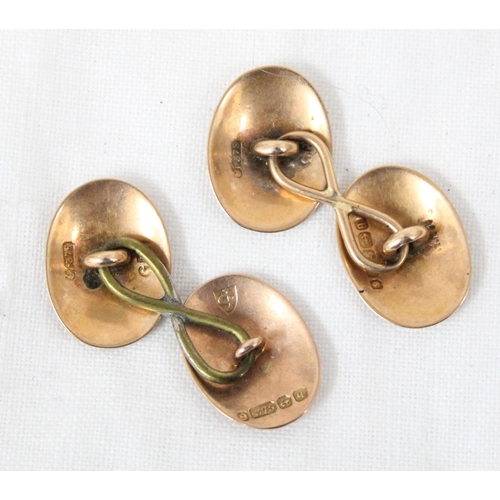 1184 - A pair of 9ct gold cufflinks, Birmingham 1890, approx 4.15g gross