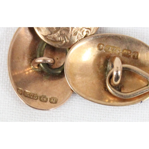 1184 - A pair of 9ct gold cufflinks, Birmingham 1890, approx 4.15g gross