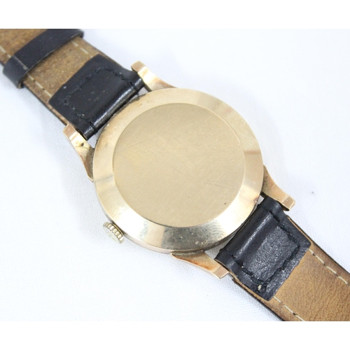 1334 - A vintage 9ct gold cased Nivada Automatic wristwatch, approx 34.07g including strap and movement