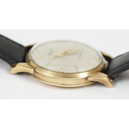 1334 - A vintage 9ct gold cased Nivada Automatic wristwatch, approx 34.07g including strap and movement