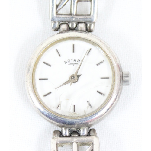 1337 - A silver watch by Rotary in the style of Charles Rennie Mackintosh with silver case and strap, marke... 