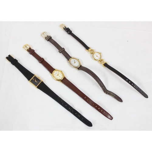 1340 - 4 assorted gold plated ladies watches to inc Rotary Siena