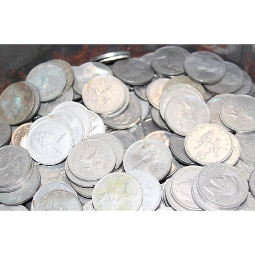 1248 - Large qty of assorted British coins, mainly old 5p and 10p coins, approx 3kg gross