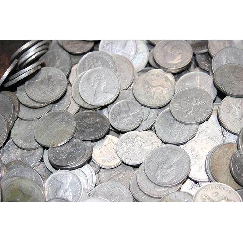 1248 - Large qty of assorted British coins, mainly old 5p and 10p coins, approx 3kg gross