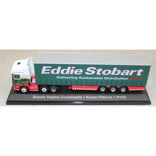 1578 - 2 boxed Eddie Stobart lorries and a Mountford Waterline Ships model of a Frigate in box (3)