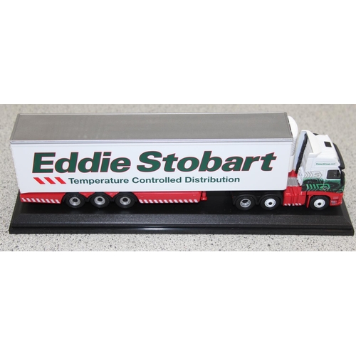 1578 - 2 boxed Eddie Stobart lorries and a Mountford Waterline Ships model of a Frigate in box (3)