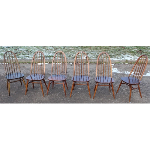 162 - Set of 6 Ercol high hoop back dining chairs, Golden Dawn finish