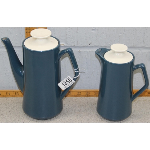 1856 - Retro blue & white pottery part coffee set, possibly Poole pottery, some pieces unmarked