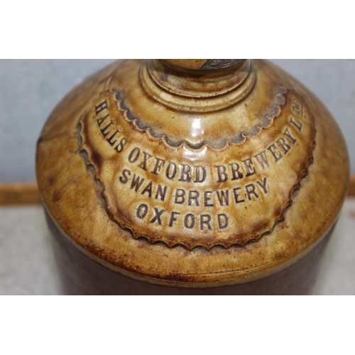 1873 - 3 vintage stoneware advertising flagons, all Oxford related, Halls Oxford Brewery, Swan Brewery & G.... 