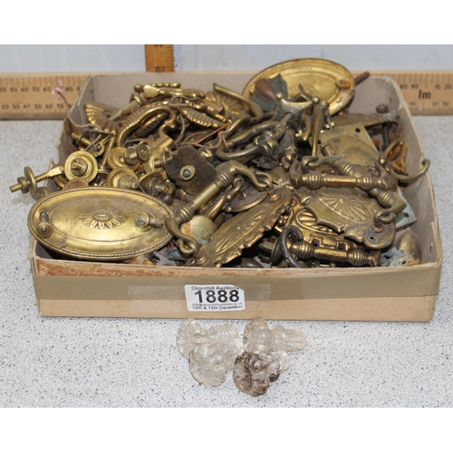 1888 - Qty of assorted brass furniture handles and fittings etc