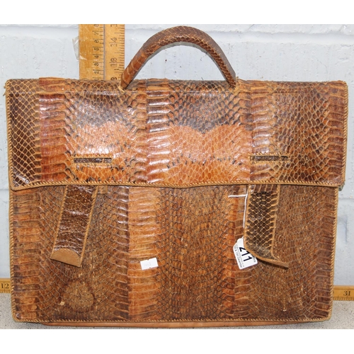 211 - A vintage Alligator effect leather satchel