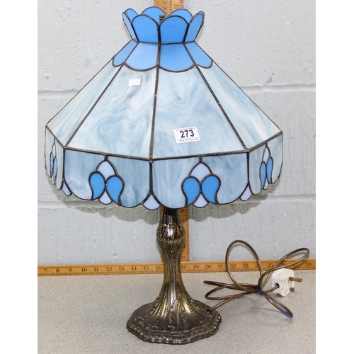 273 - Tiffany style table lamp with leaded glass shade