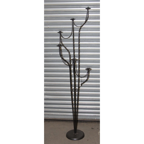 276 - A large wrought metal 6 sconce floor standing candle stand