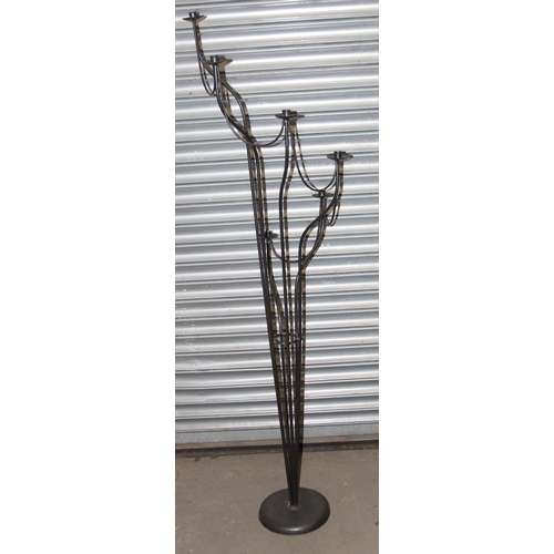 276 - A large wrought metal 6 sconce floor standing candle stand