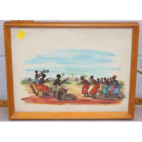 525 - 6 African School original paintings, all framed