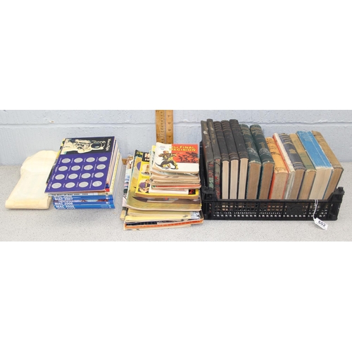 602 - Qty of assorted ephemera and books etc, some military related, some early DC & Marvel comics, MAC ca... 