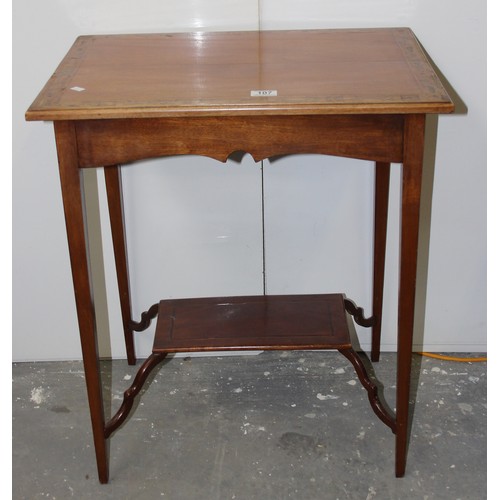 107 - A small antique inlaid side table, likely Edwardian