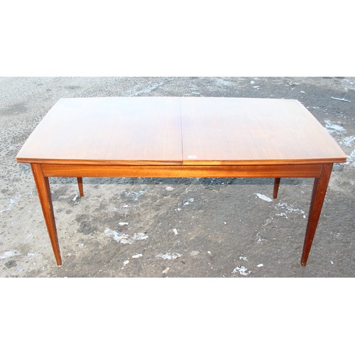 149 - G-plan style extending dining table and 4 upholstered dining chairs, the table unmarked but possibly... 