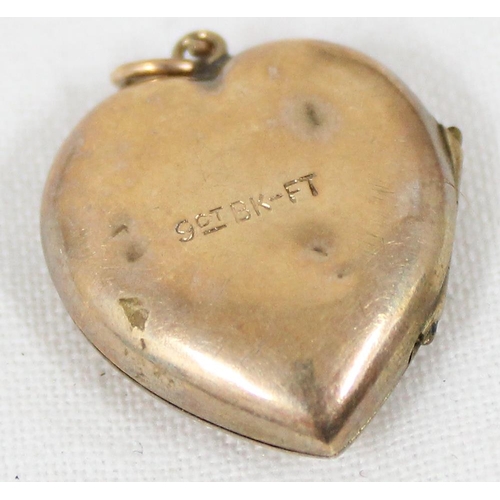 1103 - A broken 22ct gold wedding band ring, approx 2.89g gross and a 9ct gold front & back locket, approx ... 