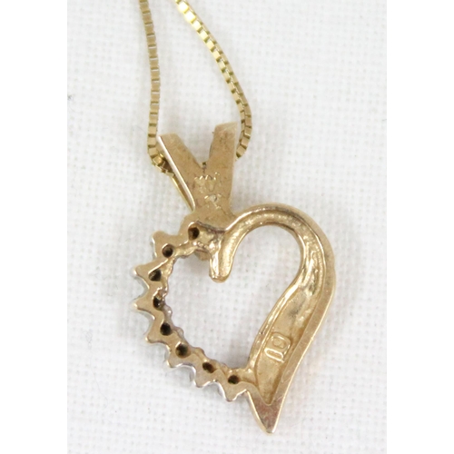 1175 - 14ct gold necklace with 14ct gold heart shaped and diamond set pendant, approx 52cm chain, approx 2.... 