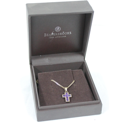 1199K - 9ct gold amethyst set crucifix pendant on 9ct gold chain, approx 40cm long, approx 3.82g gross