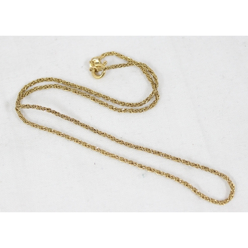 1199C - 9ct gold rope necklace, approx 38cm long, approx 3.01g gross