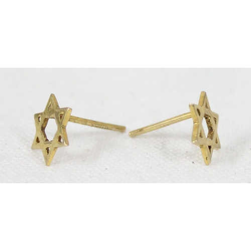 1199J - A pair of 9ct gold Star of David stud earrings, London 1976