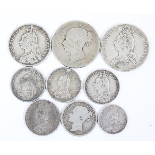 1221 - Qty of Queen Victoria silver coins to inc 2 half crowns, florin, 5 shillings and sixpence