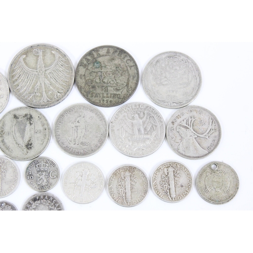 1225 - Qty of assorted mixed world coins, all with silver content to inc a rare 1824 Guatemala 1/4 Real, ap... 