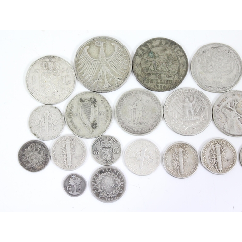 1225 - Qty of assorted mixed world coins, all with silver content to inc a rare 1824 Guatemala 1/4 Real, ap... 