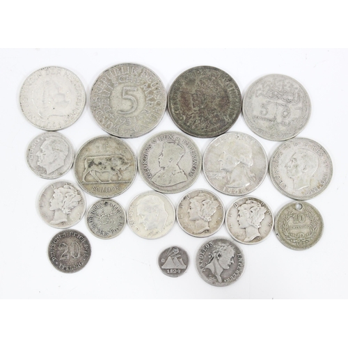 1225 - Qty of assorted mixed world coins, all with silver content to inc a rare 1824 Guatemala 1/4 Real, ap... 