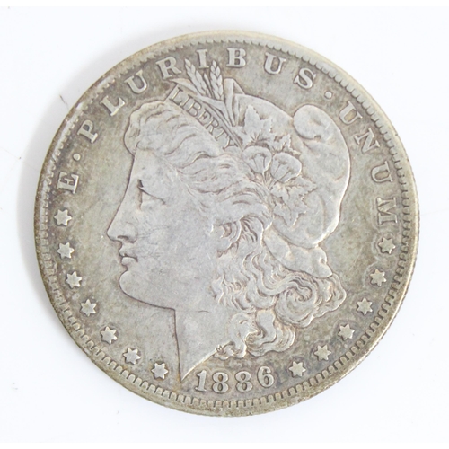 1228A - USA silver Morgan dollar coin, 1886 New Orleans mint