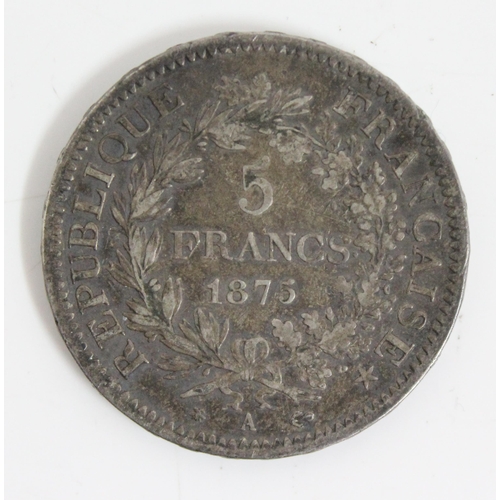 1232 - France 1875 5 Franc silver coin