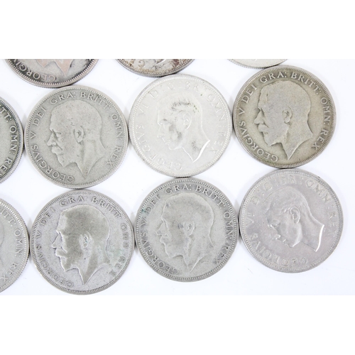 1236 - 20 assorted silver half crown coins, all 1920-46, approx 278.21g gross