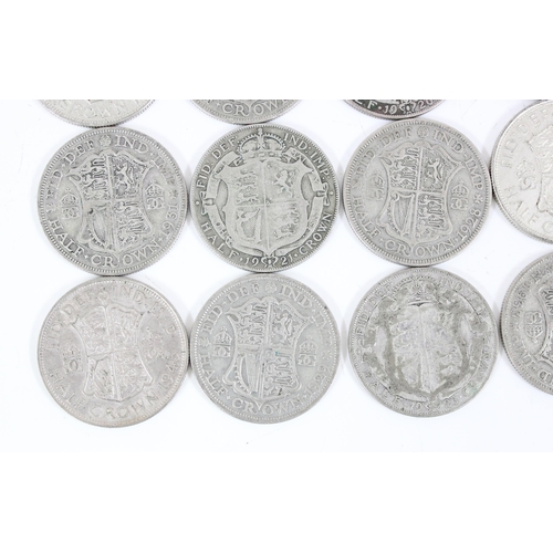 1236 - 20 assorted silver half crown coins, all 1920-46, approx 278.21g gross