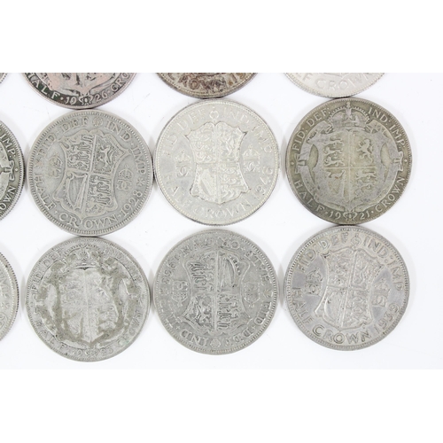 1236 - 20 assorted silver half crown coins, all 1920-46, approx 278.21g gross