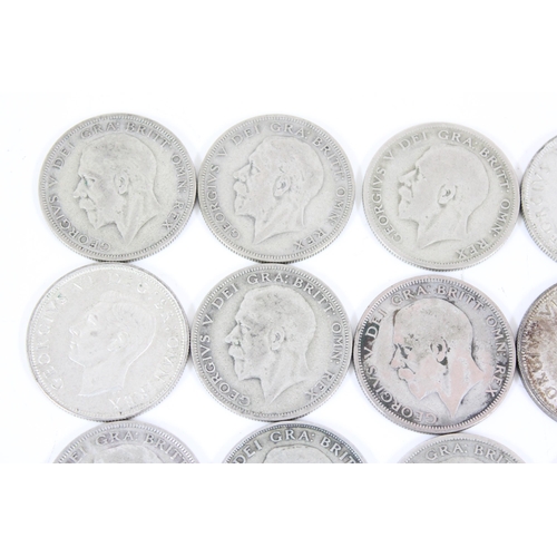 1236 - 20 assorted silver half crown coins, all 1920-46, approx 278.21g gross