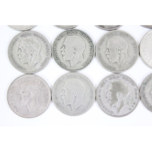 1236 - 20 assorted silver half crown coins, all 1920-46, approx 278.21g gross