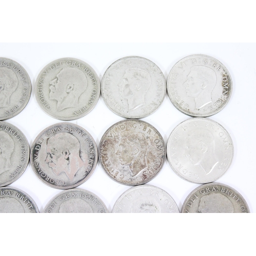 1236 - 20 assorted silver half crown coins, all 1920-46, approx 278.21g gross