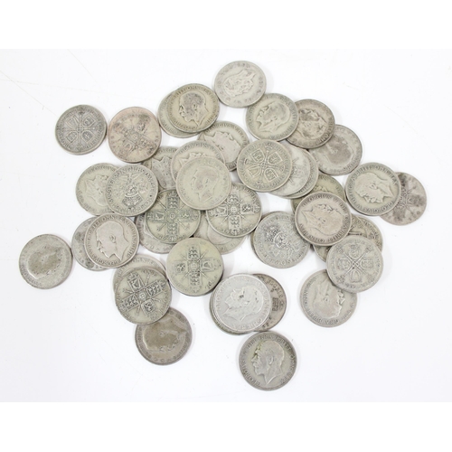 1238 - 45 assorted silver florin coins, all 1920-46, approx 495.78g gross