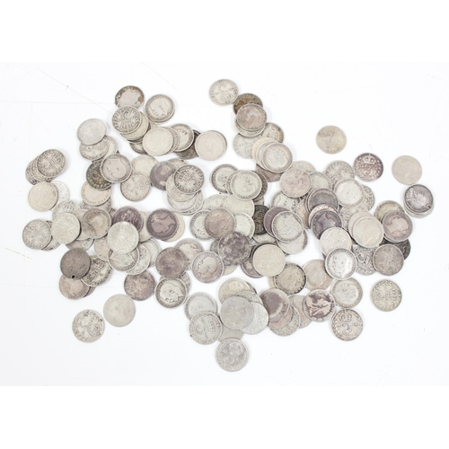 1241 - Large qty of assorted silver 3d coins, all 1919 and earlier, approx 219.06g gross, approx 150 coins