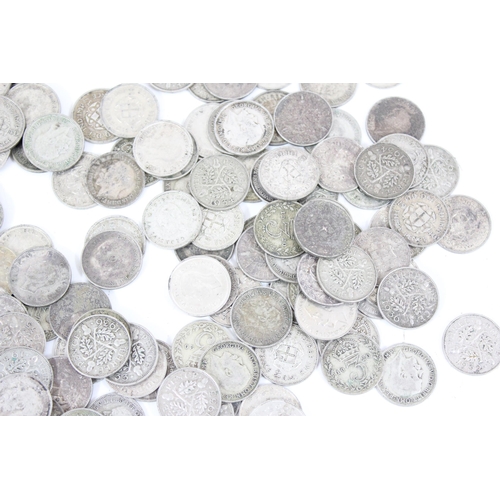 1242 - Large qty of assorted silver 3d coins, all 1920-46 period, approx 275.06g gross, approx 190 coins